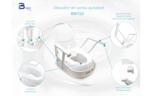 EVOLUXION ELEVADOR DE SANITA PVC REGULAVEL C/BRAÇOS BW720
